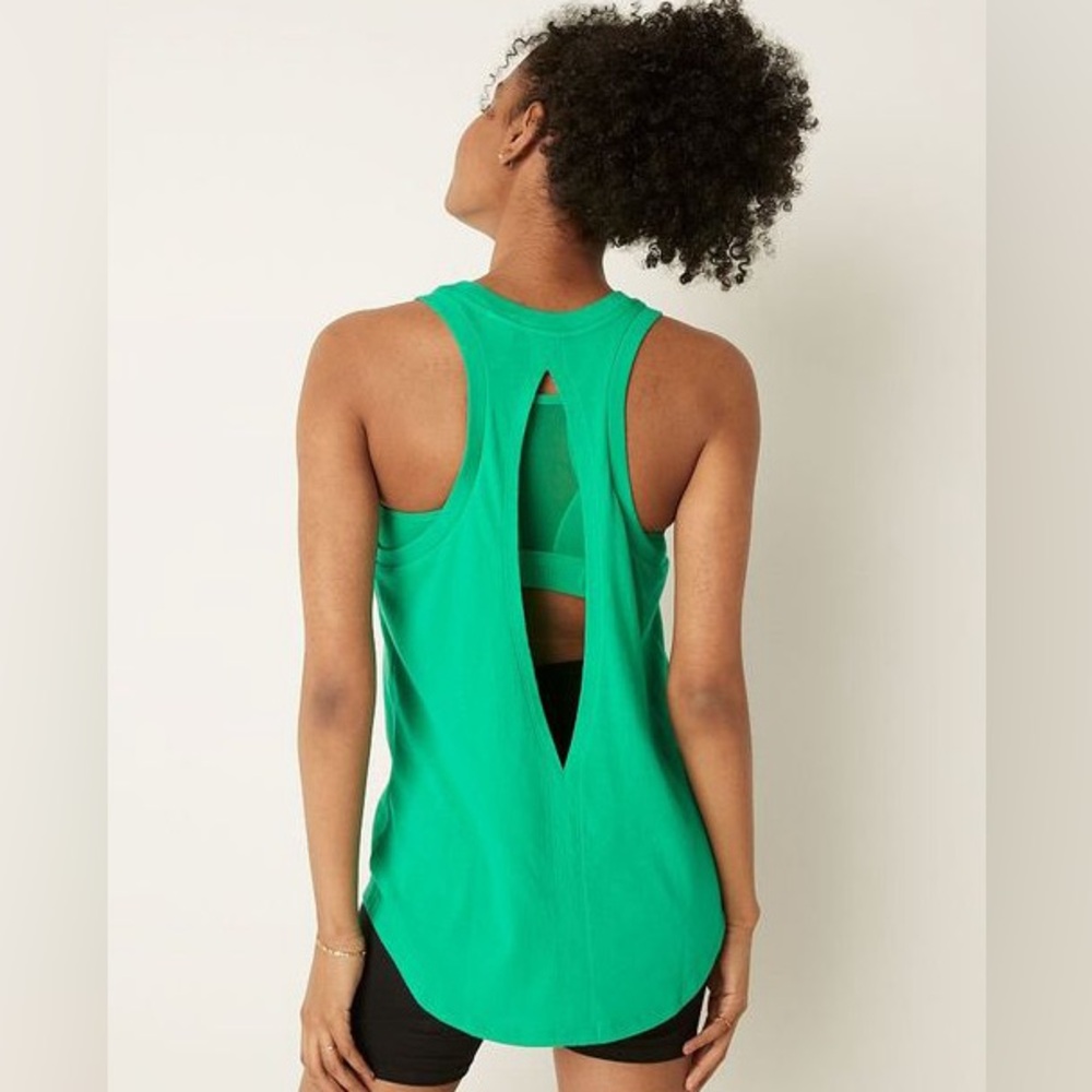 VS VICTORIAS SECRET PINK EVERYDAY RACERBACK TANK TOP MALDIVE SCRIPT LOGO XXL - Picture 3 of 7